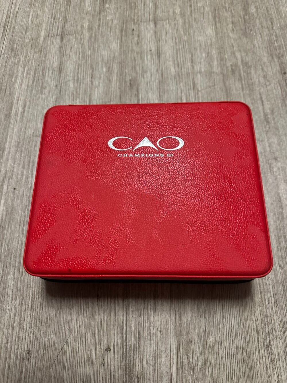 Limited Edition CAO Champions III Red Leather Zippered Empty Cigar Box 7 x 9 x 3